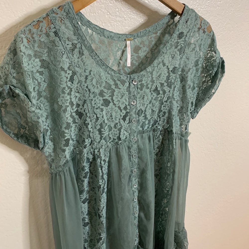 SOLD - Free People Boho Lace Tier Ruffle Dress - Picture 4 of 10